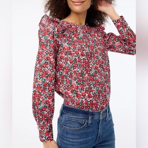 New J crew Cotton poplin ruffle Floral topside XL